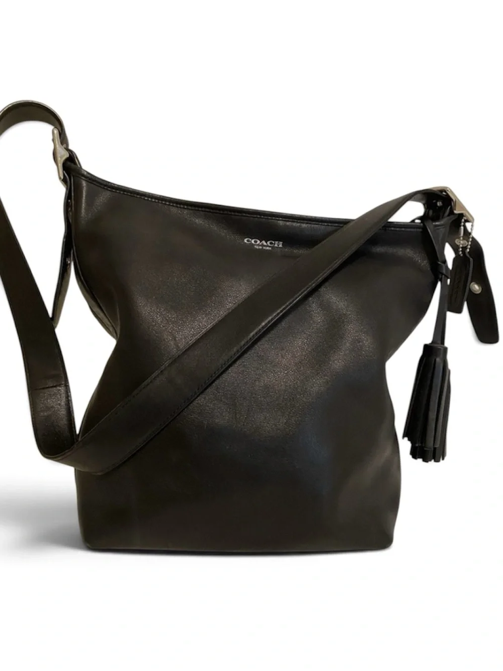 Coach Legacy Leather Tassel Duffle Hobo Bag Black Style 19889